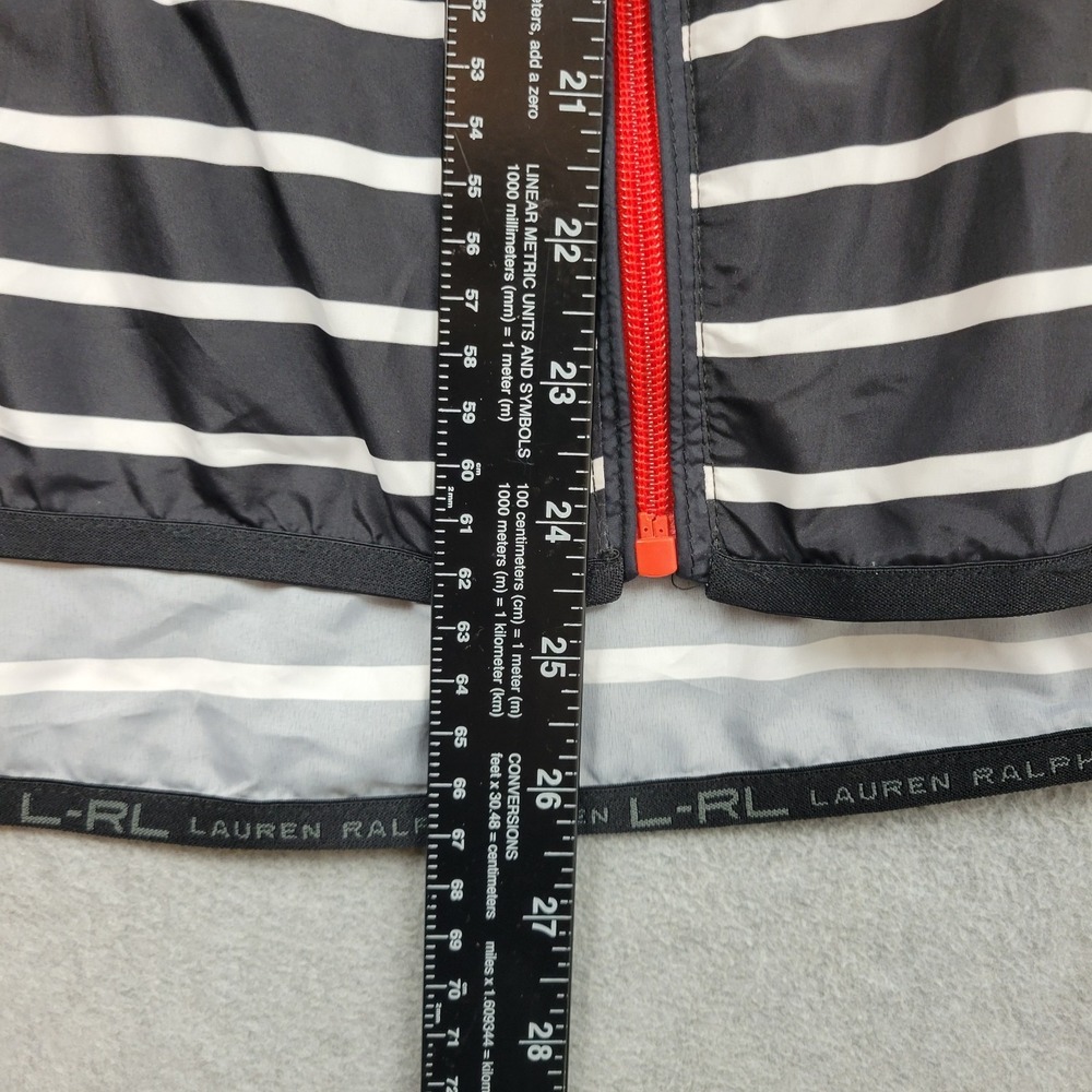 Vintage Lauren Ralph Lauren Active Jacket Womens L Black White Stripe Nautical - Picture 9 of 16